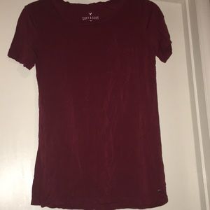A maroon American Eagle shirt